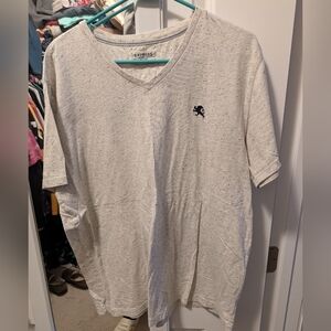 Express Men's Heathered Gray V-Neck Tee With Rainbow Speckles